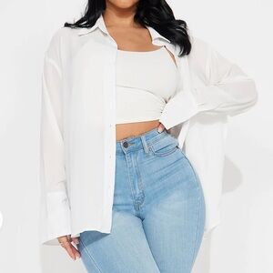 Fashion Nova White Button-Up Shirt